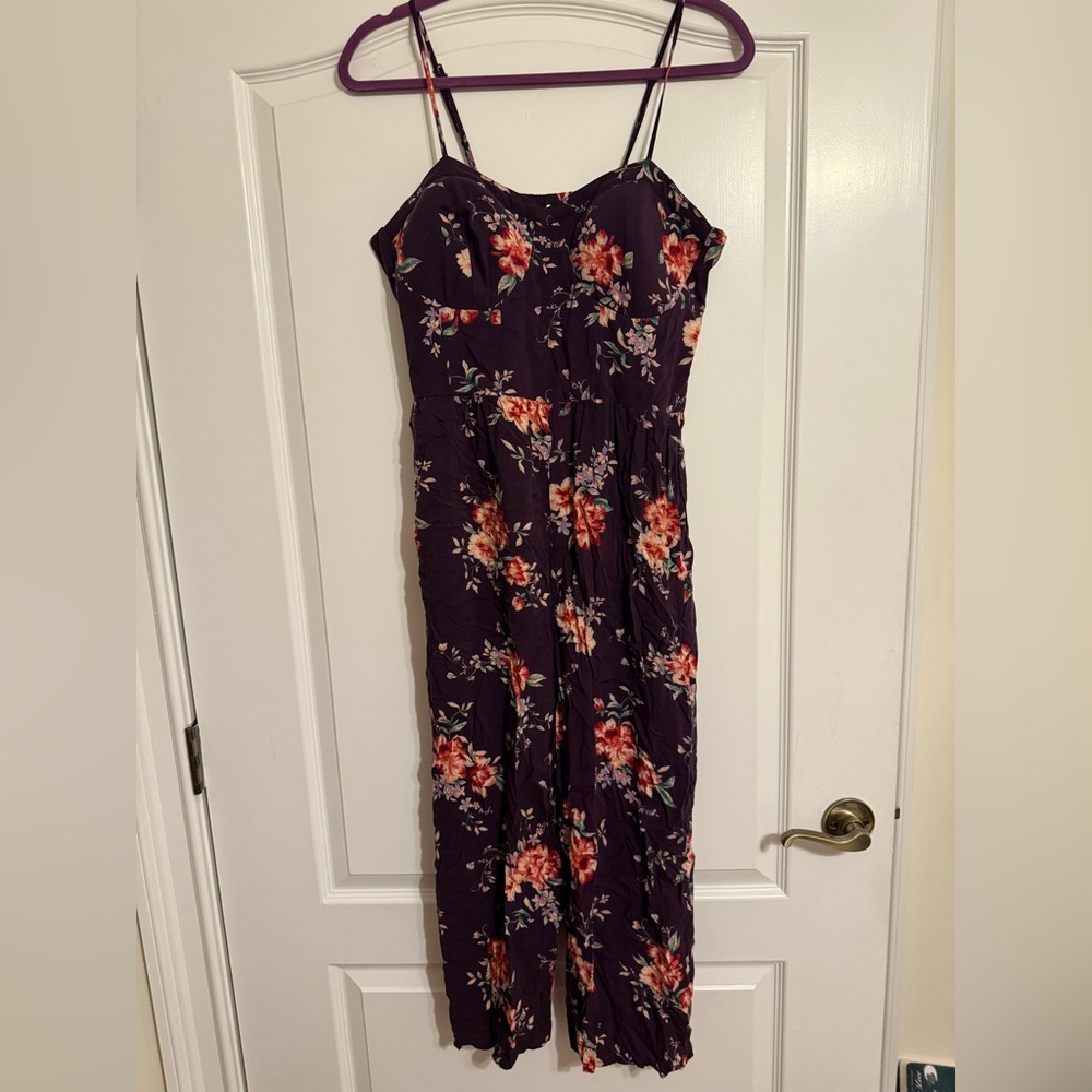 Xhileration Women's Purple Floral Jumpsuit Size XL